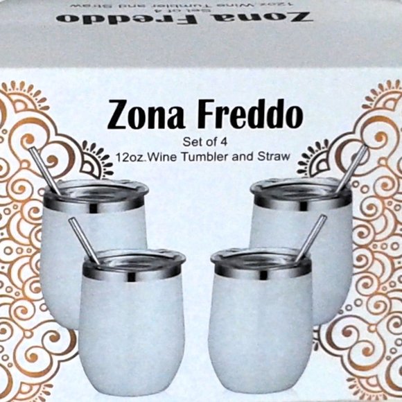 Wine Tumblers w/Straws (4) - Picture 1 of 5